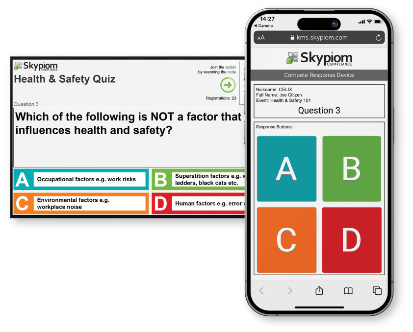 Smartphone & screen on which COMPETE gamification is displayed