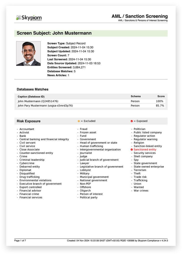 AML Sanctions Screening Report